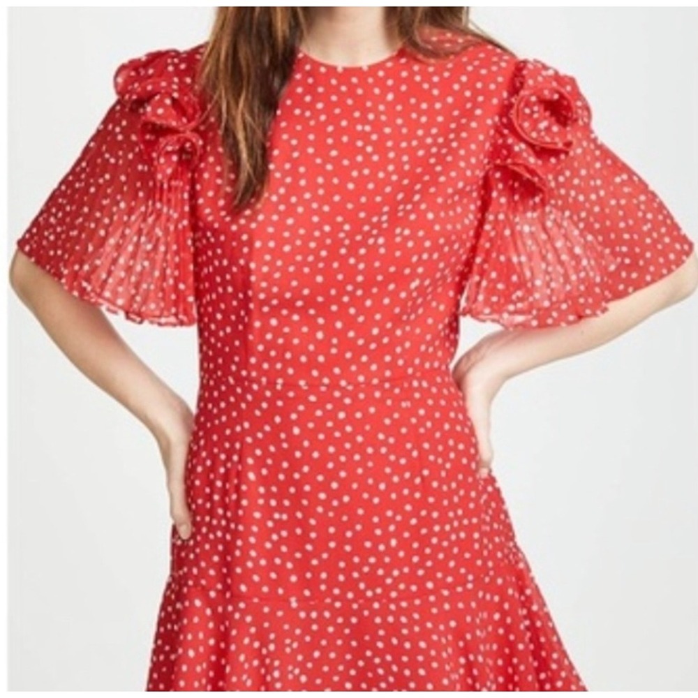 S#49‎ Keepsake Red Polka Dot Ruffle Sleeve Dress Size M run small